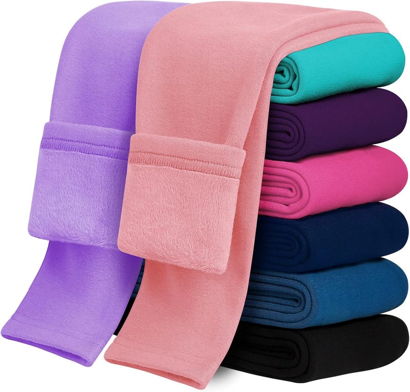 KEREDA Girls Fleece Lined Leggings Pack of 2 Winter Warm Pants Girls Clothes - Image 1